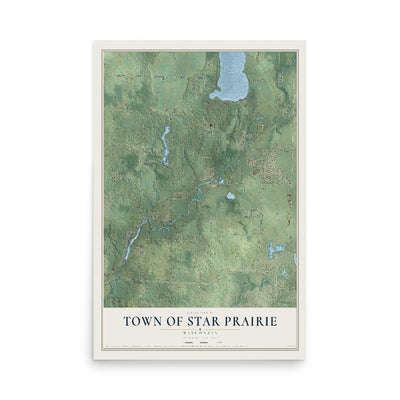Map of the Town of Star Prairie, Wisconsin, 12 x 18 inch unframed archival matte print