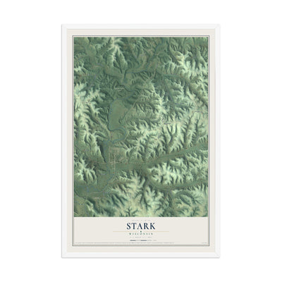 Map of Stark, Wisconsin, 12 x 18 inch print in a white wood frame