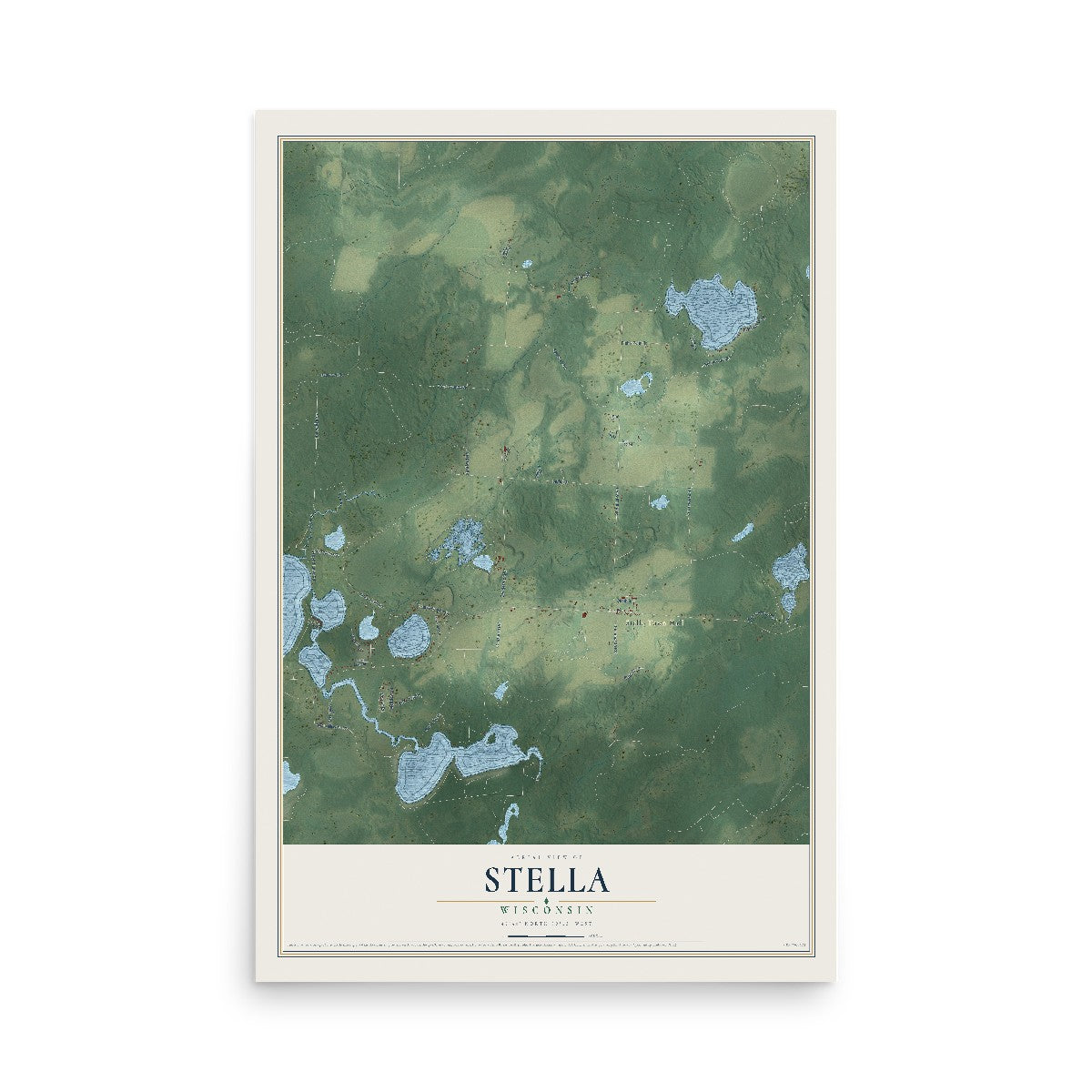 Map of Stella, Wisconsin, 12 x 18 inch unframed archival matte print
