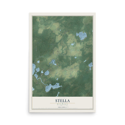 Map of Stella, Wisconsin, 12 x 18 inch unframed archival matte print