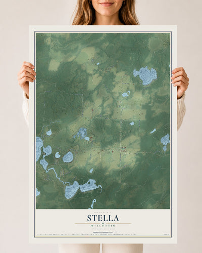 Map of Stella, Wisconsin, 24 x 36 inch unframed archival matte print