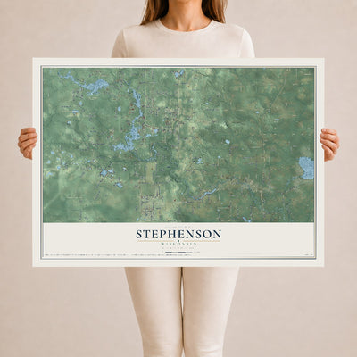 Map of Stephenson, Wisconsin, 24 x 36 inch unframed archival matte print