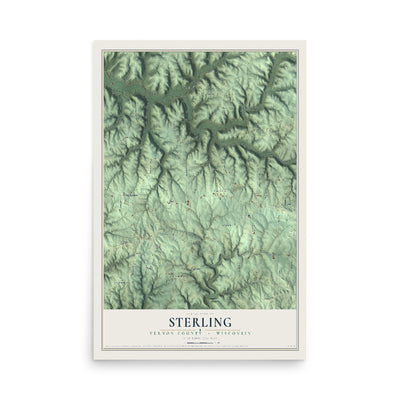 Map of Sterling, Vernon County, Wisconsin, 12 x 18 inch unframed archival matte print