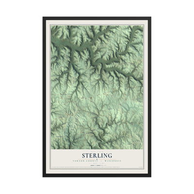 Map of Sterling, Vernon County, Wisconsin, 12 x 18 inch print in a black wood frame