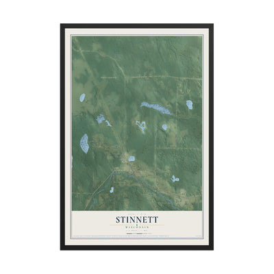 Map of Stinnett, Wisconsin, 12 x 18 inch print in a black wood frame