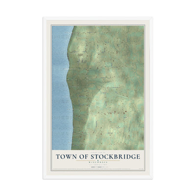 Map of the Town of Stockbridge, Wisconsin, 12 x 18 inch print in a white wood frame