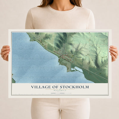 Map of Stockholm, Wisconsin, 12 x 18 inch unframed archival matte print