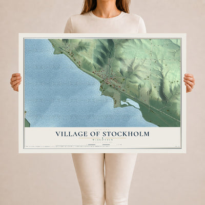 Map of Stockholm, Wisconsin, 24 x 36 inch unframed archival matte print
