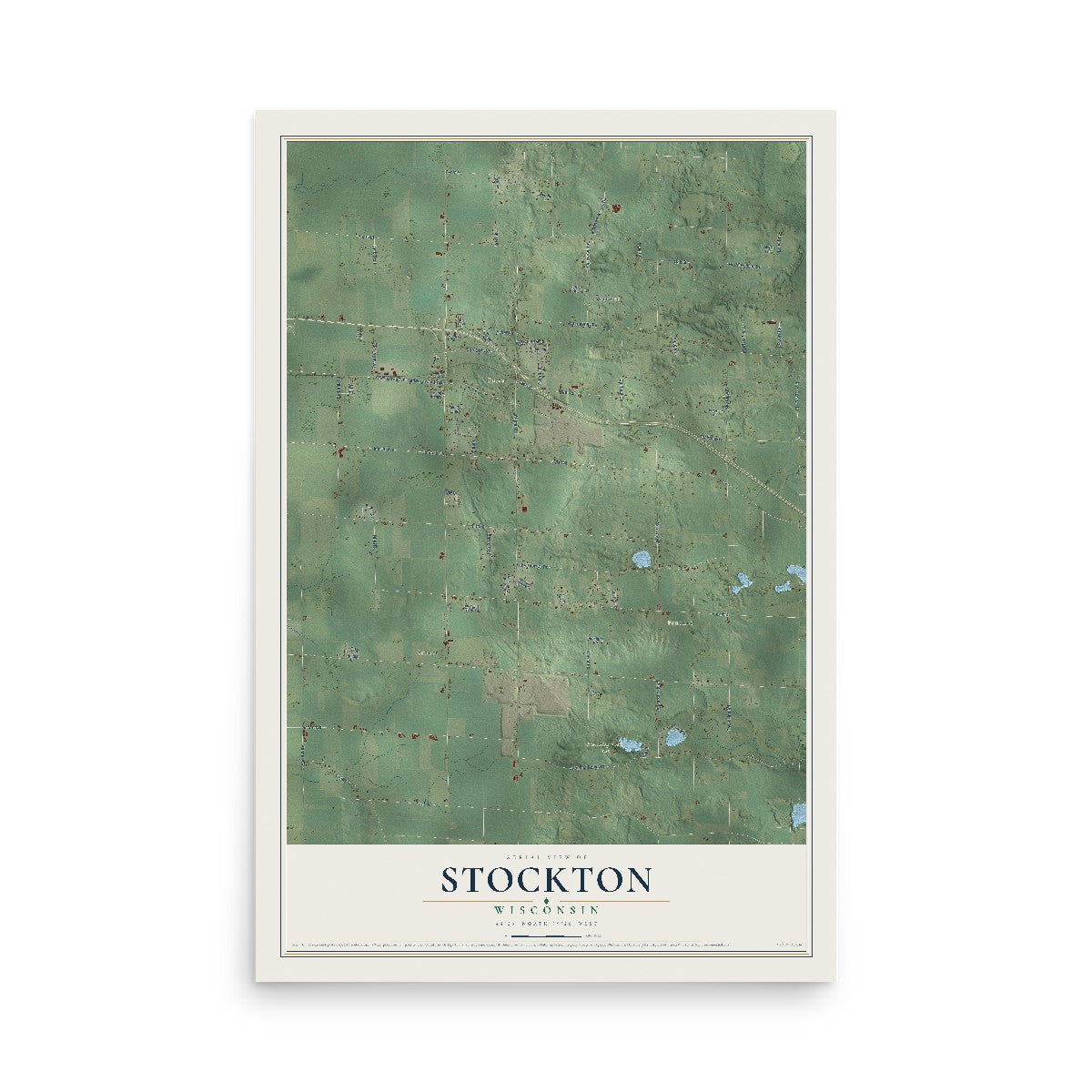 Map of Stockton, Wisconsin, 12 x 18 inch unframed archival matte print