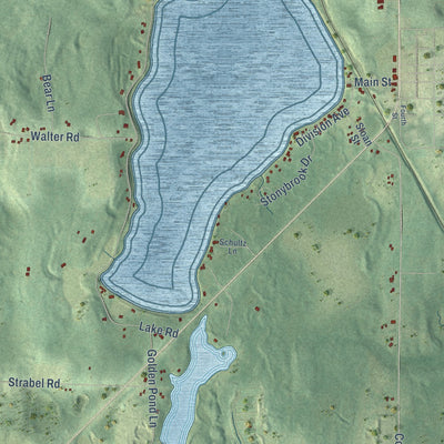 Close-up of the map of Stone Lake, Wisconsin print showing street and building detail