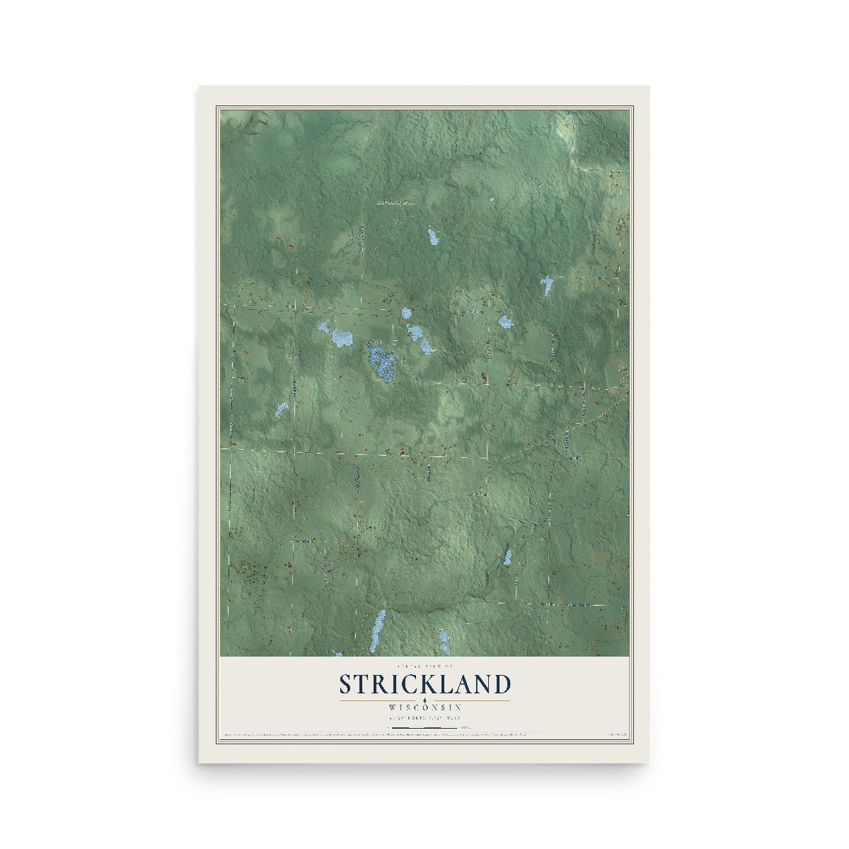 Map of Strickland, Wisconsin, 12 x 18 inch unframed archival matte print