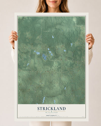 Map of Strickland, Wisconsin, 24 x 36 inch unframed archival matte print