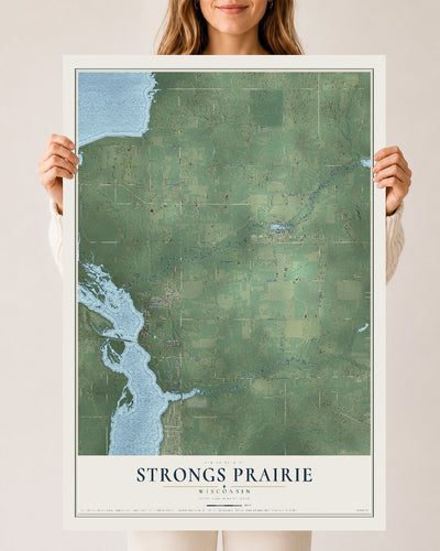 Map of Strongs Prairie, Wisconsin, 24 x 36 inch unframed archival matte print