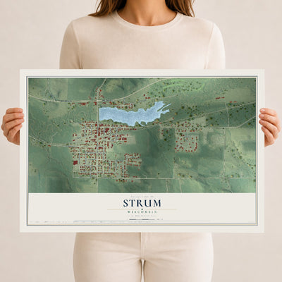 Map of Strum, Wisconsin, 12 x 18 inch unframed archival matte print
