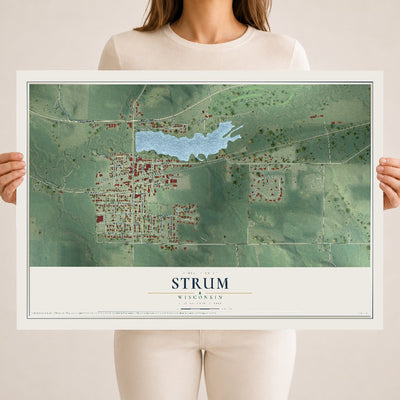 Map of Strum, Wisconsin, 18 x 24 inch unframed archival matte print
