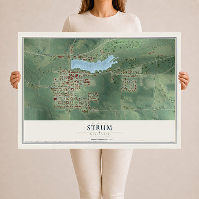 Map of Strum, Wisconsin, 24 x 36 inch unframed archival matte print