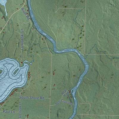 Second close-up of the map of Stubbs, Wisconsin print showing more streets and buildings