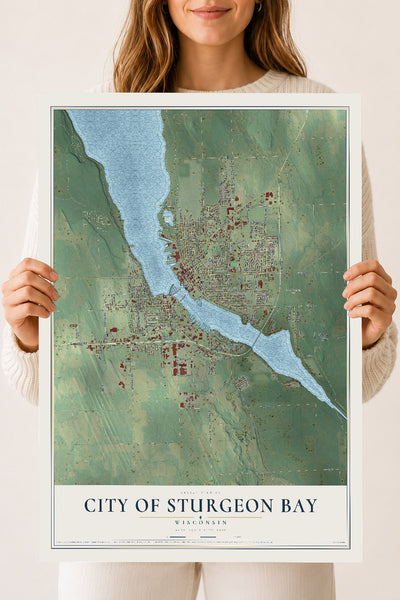 Map of Sturgeon Bay, Wisconsin, 18 x 24 inch unframed archival matte print