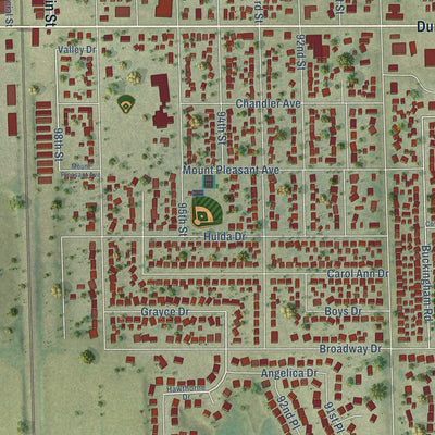 Close-up of the map of Sturtevant, Wisconsin print showing street and building detail