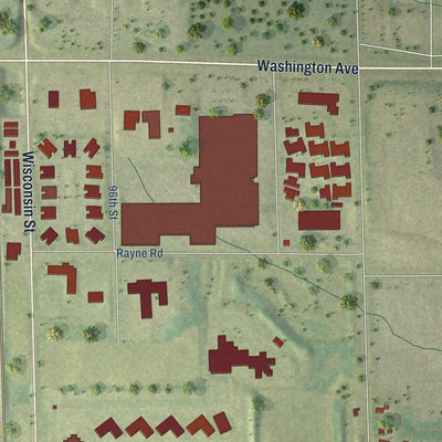 Second close-up of the map of Sturtevant, Wisconsin print showing more streets and buildings