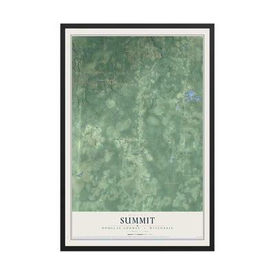 Map of Summit, Douglas County, Wisconsin, 12 x 18 inch print in a black wood frame