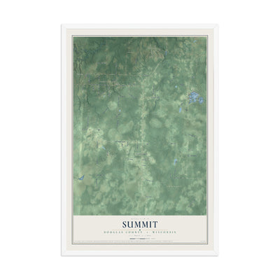 Map of Summit, Douglas County, Wisconsin, 12 x 18 inch print in a white wood frame