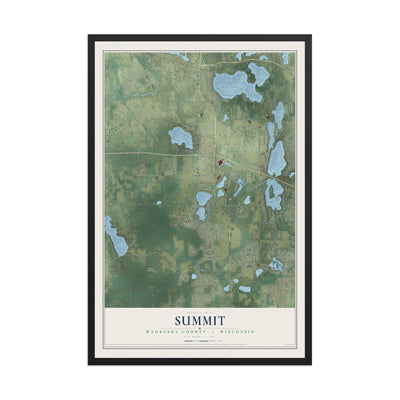 Map of Summit, Waukesha County, Wisconsin, 12 x 18 inch print in a black wood frame