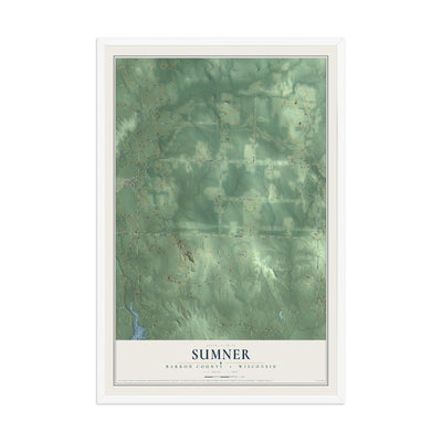 Map of Sumner, Barron County, Wisconsin, 12 x 18 inch print in a white wood frame