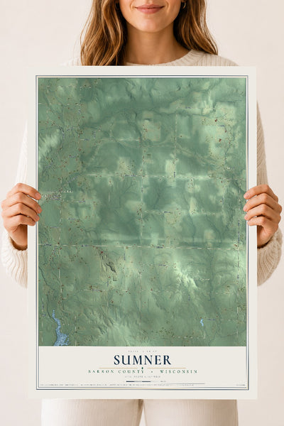 Map of Sumner, Barron County, Wisconsin, 18 x 24 inch unframed archival matte print