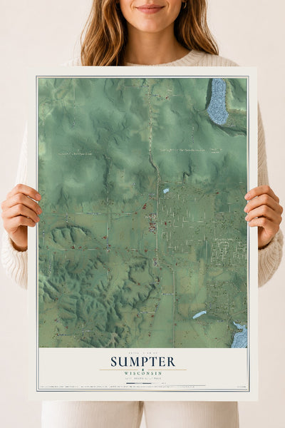 Map of Sumpter, Wisconsin, 18 x 24 inch unframed archival matte print