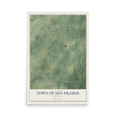 Map of the Town of Sun Prairie, Wisconsin, 12 x 18 inch unframed archival matte print