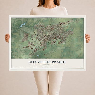 Map of Sun Prairie, Wisconsin, 24 x 36 inch unframed archival matte print
