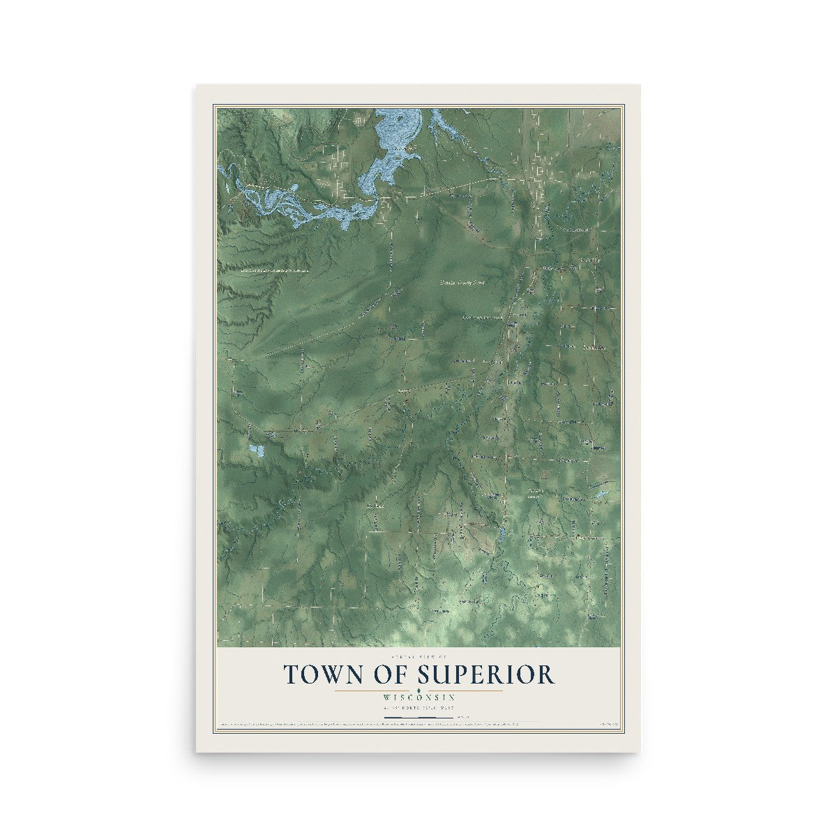 Map of the Town of Superior, Wisconsin, 12 x 18 inch unframed archival matte print