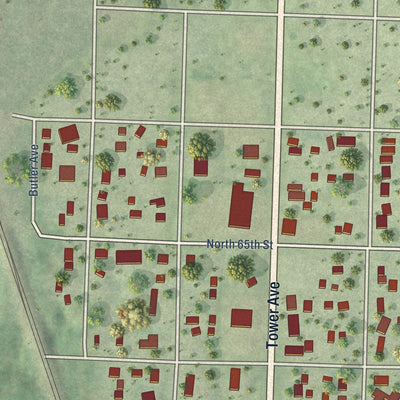 Close-up of the map of the Village of Superior, Wisconsin print showing street and building detail