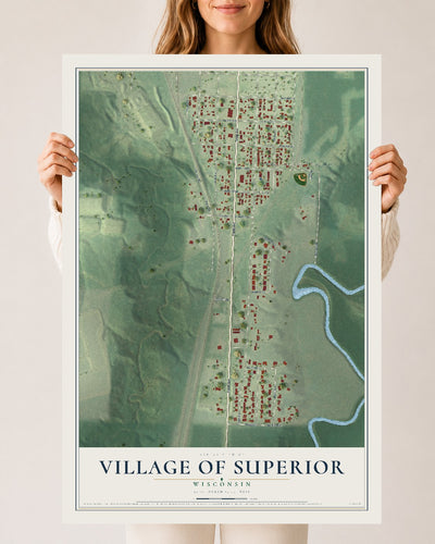 Map of the Village of Superior, Wisconsin, 24 x 36 inch unframed archival matte print