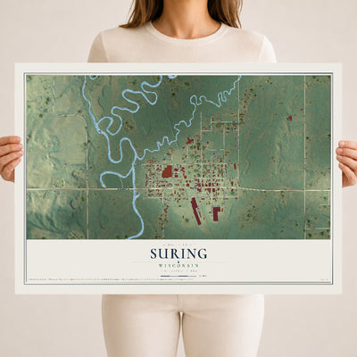 Map of Suring, Wisconsin, 18 x 24 inch unframed archival matte print