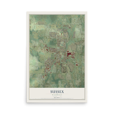 Map of Sussex, Wisconsin, 12 x 18 inch unframed archival matte print
