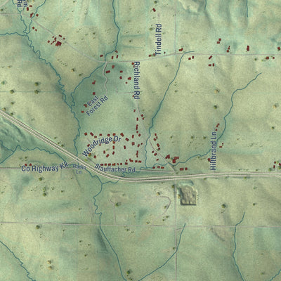 Close-up of the map of Sylvester, Wisconsin print showing street and building detail