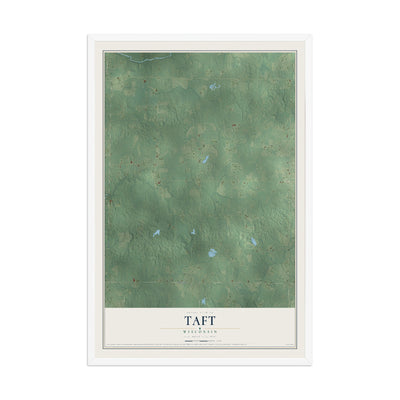 Map of Taft, Wisconsin, 12 x 18 inch print in a white wood frame