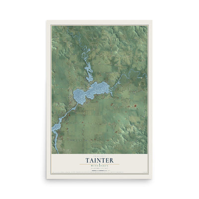 Map of Tainter, Wisconsin, 12 x 18 inch unframed archival matte print