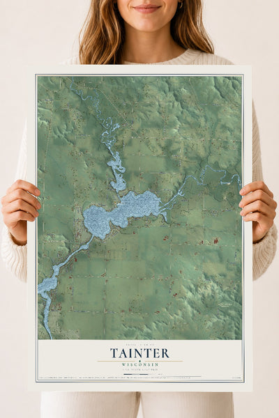 Map of Tainter, Wisconsin, 18 x 24 inch unframed archival matte print