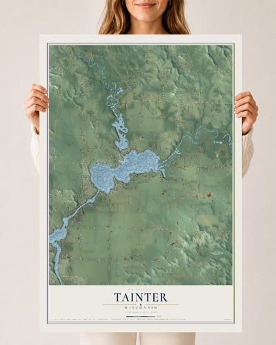 Map of Tainter, Wisconsin, 24 x 36 inch unframed archival matte print