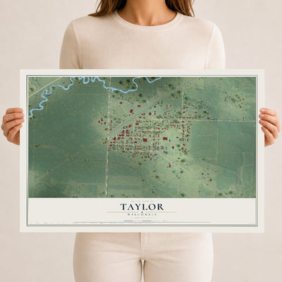 Map of Taylor, Wisconsin, 12 x 18 inch unframed archival matte print