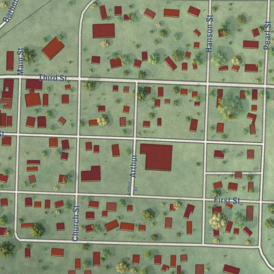 Close-up of the map of Taylor, Wisconsin print showing street and building detail