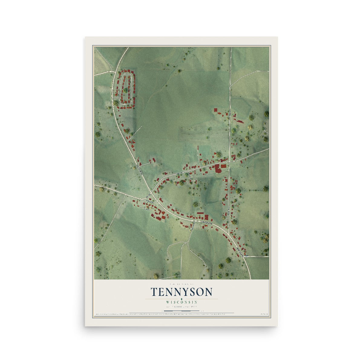 Map of Tennyson, Wisconsin, 12 x 18 inch unframed archival matte print