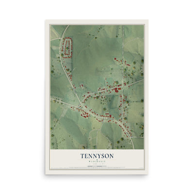 Map of Tennyson, Wisconsin, 12 x 18 inch unframed archival matte print