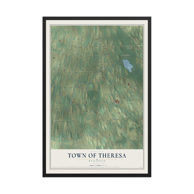 Map of the Town of Theresa, Wisconsin, 12 x 18 inch print in a black wood frame