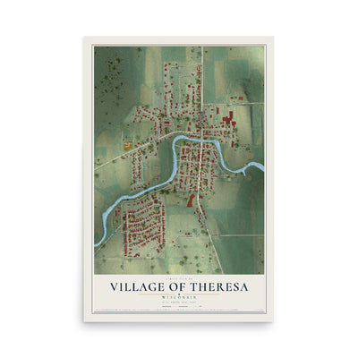 Map of Theresa, Wisconsin, 12 x 18 inch unframed archival matte print