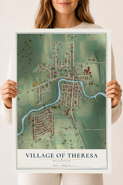 Map of Theresa, Wisconsin, 18 x 24 inch unframed archival matte print