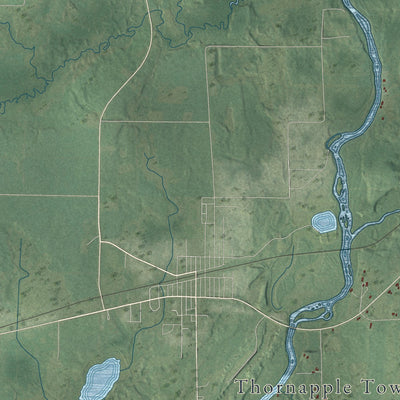 Second close-up of the map of Thornapple, Wisconsin print showing more streets and buildings